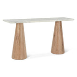 Vista 60" Console Table with White Travertine and Light Base