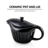 Ovente Electric Gravy Boat Warmer with 13.5 Oz Serving Ceramic Pot & Lid Cover, Sauce Boat Warmer with Easy-Pour Spout & Indicator Light Perfect for Warming up Sauce, Butter, and Cream, Black FW024589B
