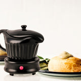 Ovente Electric Gravy Boat Warmer with 13.5 Oz Serving Ceramic Pot & Lid Cover, Sauce Boat Warmer with Easy-Pour Spout & Indicator Light Perfect for Warming up Sauce, Butter, and Cream, Black FW024589B
