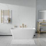 Vault Series 67 in. x 32 in. Flat Bottom Acrylic Freestanding Soaking Bathtub with Center Drain and Faucet