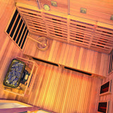 4-Person Infrared and Electric Heater Outdoor Red Cedar and Hemlock Wood Sauna with Wet/Dry Use, Touch Pad Controller