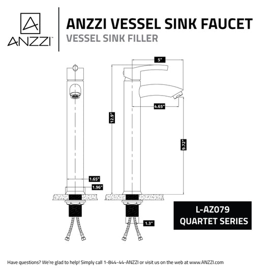 ANZZI Quartet Series Single Handle High Arc Vessel Sink Faucet, 1.2 GPM, Various Finishes