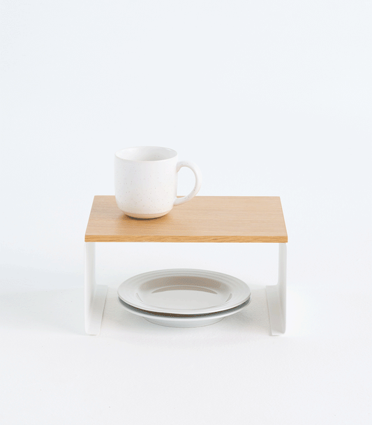Stackable Countertop Shelf - Two Sizes - Steel + Wood