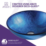 Clavier Series 17 in. Bathroom Vessel Sink with Scratch-Tough and Stain-Resistant Surface in Lustrous Blue Glass