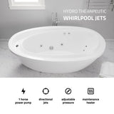 Leni Series 71 in. x 38 in. Jetted Whirlpool 54 Gallon Capacity Freestanding Bathtub with Reversible Drain in White