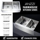 Elysian Farmhouse Stainless Steel 32 in. 0-Hole Single Bowl Kitchen Sink