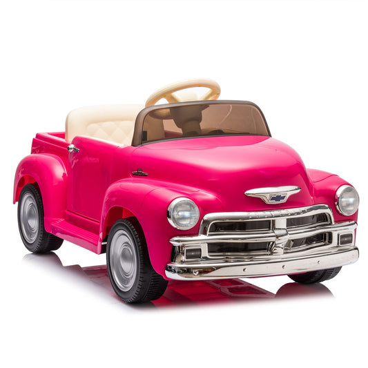 12V Kids Ride On Truck Car with Parental Control, Licensed Chevrolet 3100 Pickup with 3-Speed, LED Lights, Bluetooth, for Ages 3+, Pink