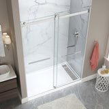 Kahn Series 48 in. x 32 in. Alcove Shower Base and Frameless Sliding Shower Door Combo with Tsunami Guard