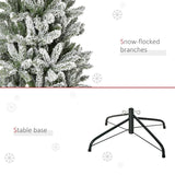 HOMCOM 6ft Unlit Snow-Flocked Slim Pine Artificial Christmas Tree with Realistic Branches and 394 Tips