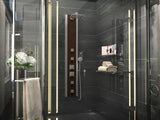Monsoon 57 in. 4-Jetted Full Body Shower Panel System with Heavy Rain Shower and Spray Wand in Mahogany Style Deco-Glass