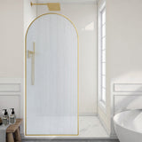 Ember Series 34 in. x 78 in Framed Arch Fixed Shower Screen Door with 8mm Tempered Clear or Fluted Glass