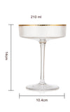 Ribbed Coupe Cocktail Glasses With Gold Rim 8 oz | Set of 2