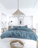 Gray blue linen duvet cover