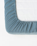 Gray blue linen fitted sheet