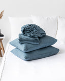 Gray blue linen sheet set (4 pcs)