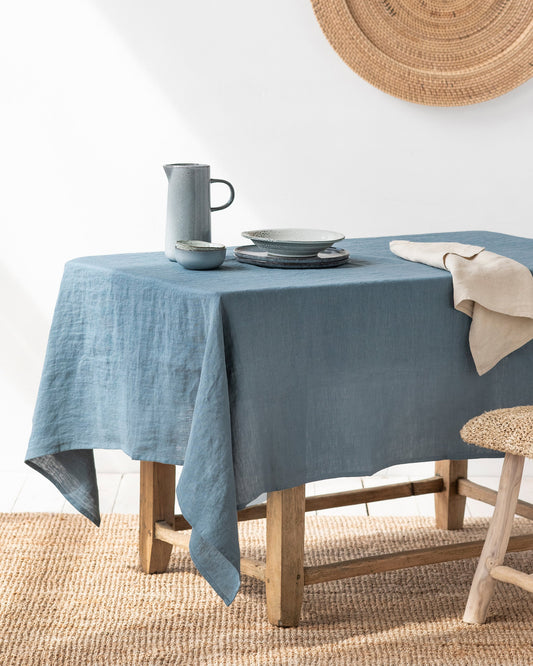 Gray Blue Linen tablecloth