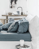 Gray blue linen sheet set (4 pcs)
