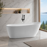 Trend Series 67 in. x 32 in. Flat Bottom Acrylic Freestanding Soaking Bathtub with Center Drain in Glossy White