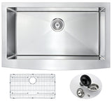 Elysian Farmhouse Stainless Steel 36 in. Single Bowl Kitchen Sink in Brushed Satin