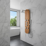 Crane Series 52 in. Full Body Shower Panel with Heavy Rain Shower and Body Jets and Spray Wand in Natural Bamboo