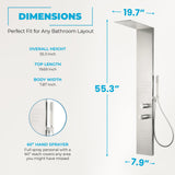 Collines Series 55 in. 2-Jetted Shower Tower with Heavy Rain Shower and Jets and Spray Wand