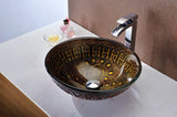 Opus Series 17 in. Bathroom Vessel Sink with Scratch-Tough and Stain-Resistant Surface in Lustrous Brown Glass