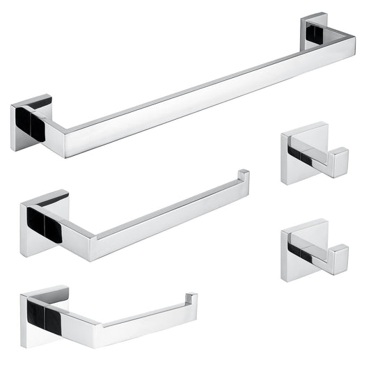 ANZZI Complete 5-Piece Bathroom Hardware Set (Includes Two Towel Bars), RHINO ALLOY Certified Stainless Steel & Zinc, Multiple Finishes