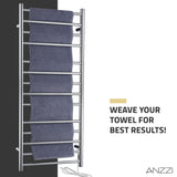 ANZZI Elgon Series 14-Bar Wall Mounted Towel Warmer (20.86" W x 48.62" H), Dual Installation (Hardwire/Plug-In), Quick Warm Time, Rhino Alloy Certified