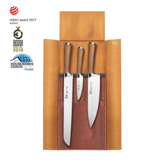 H1 Series 4 Piece Leather Roll Knife Set, Silver, 59939