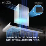 ANZZI 36-Inch 600 CFM 3-Speed Stainless Steel Wall Mount Convertible Residential Range Hood with LED Lamp