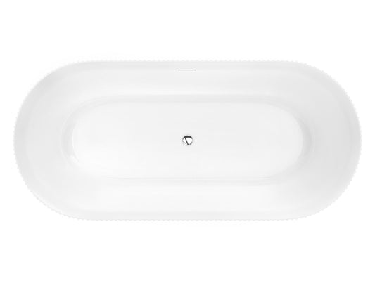 ANZZI Bailey Series 65" L Freestanding Soaker Tub with Deep Relaxation Depth (15"), Built-in Overflow, and Durable Acrylic/Solid Surface Construction, White