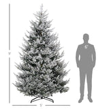 HOMCOM 9 FT Artificial Christmas Tree, Flocked Hinged Xmas Tree with 1939 Tips, Steel Base, Auto Open, Green