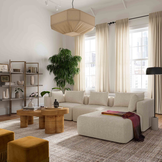Hangover 4-Piece Contract-Grade Textured Fabric Modular Sectional