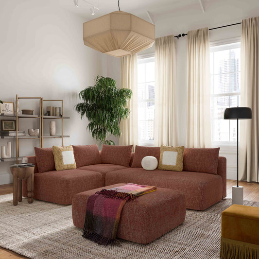 Hangover 4-Piece Contract-Grade Textured Fabric Modular Chaise Sectional