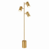 Harmony Brassed Gold Floor Lamp with Rotary Switch Triple Spots Metal Block Base