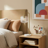 Haven Clear Glass Table Lamp, Gold Brush Metal and Marble Base, Button Control