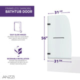 Grand Series 30 in. x 55 in. Frameless Hinged Tub Door with Clear Tempered Glass and Tsunami Guard