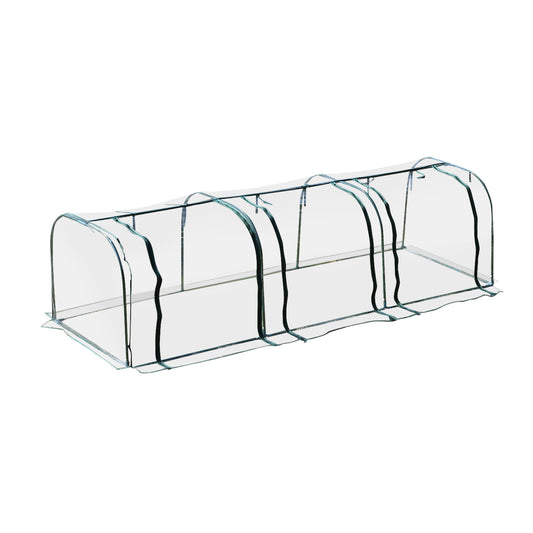 Outsunny Portable Tunneled Greenhouse 11.5'x3'x2.5' with PVC Cover & Zippered Doors Water UV Protection Clear