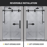 ANZZI 60 in. x 76 in. Frameless Sliding Shower Door, 3/8" TSUNAMI GUARD Glass, Exposed Rollers and RHINO ALLOY Hardware
