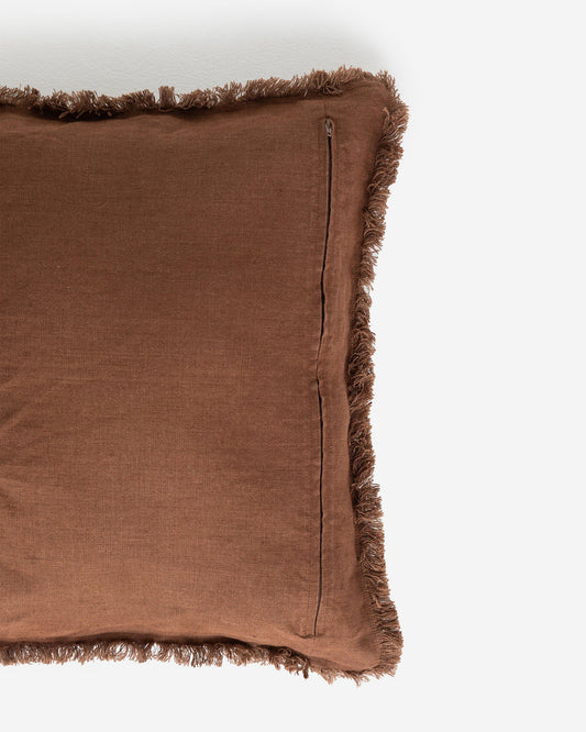 Heavyweight linen deco pillow cover in Chocolate brown