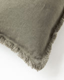 Heavyweight linen deco pillow cover in Dark green