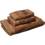 3PC 3-Horse Embroidered Towel Set, Mocha