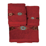 Socorro Embroidered 3PC Towel Set, Red
