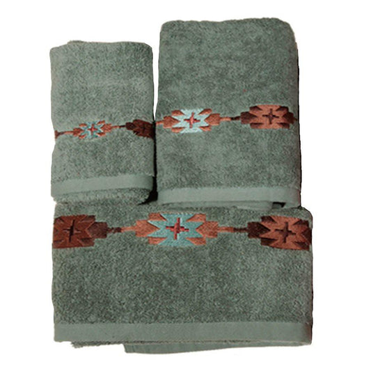 Socorro Embroidered 3PC Towel Set, Turquoise