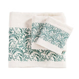 Wyatt Turquoise Scroll 3PC Bath Towel Set, Cream