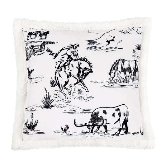 Ranch Life Western Toile Campfire Sherpa Pillow
