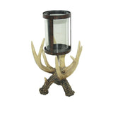 Antler Pillar Candle Holder w/ Glass Hurricane