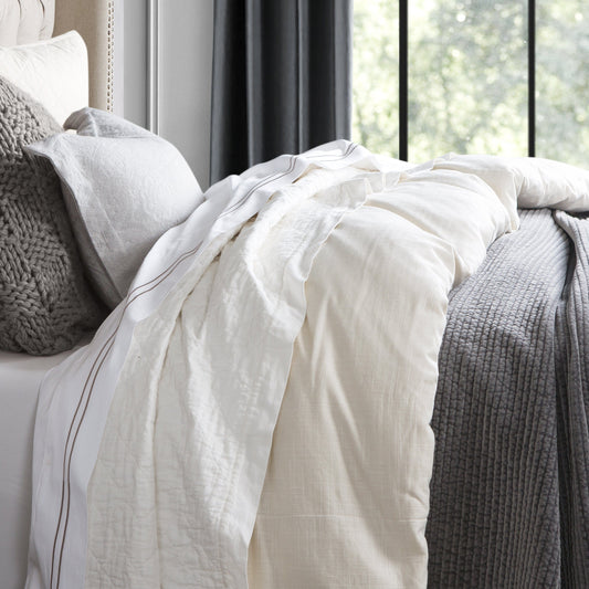 Hera Washed Linen Flange Bedding Set