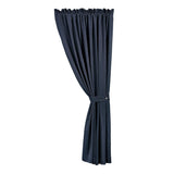 Luna Washed Linen Curtain, Light Gray & Navy