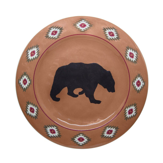 Aztec Bear Melamine Dinner Plates, Set of 4